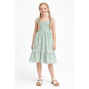 GAP Kids Girls Floral Smocked Sundress Size L 10 Cotton Tiered Summer Dress